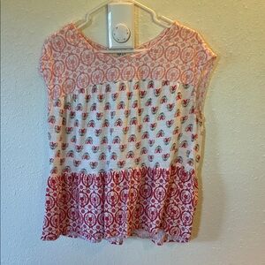 Style & Co. Red and White Floral Blouse